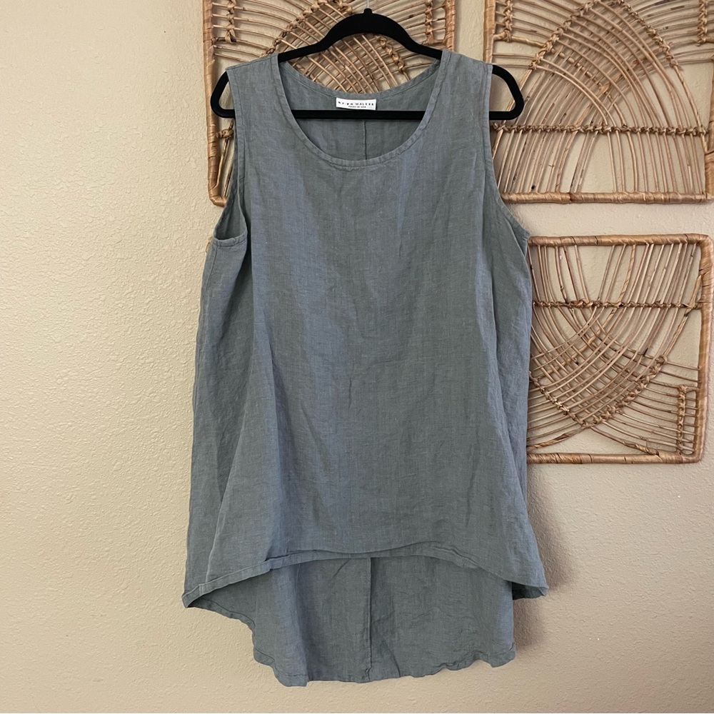 Bryn Walker 100% Linen Luis Tunic Top Beachy Coastal Lagenlook Women's Sz M B15